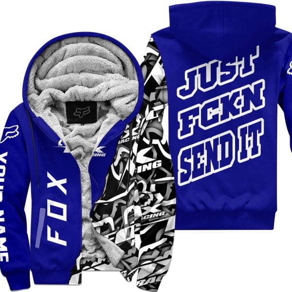 Just Fkcn Send It - Fox Racing - Custom name - Navy - Fleece Zip Hoodie
