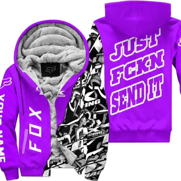 Just Fkcn Send It - Fox Racing - Custom name - Purple - Fleece Zip Hoodie