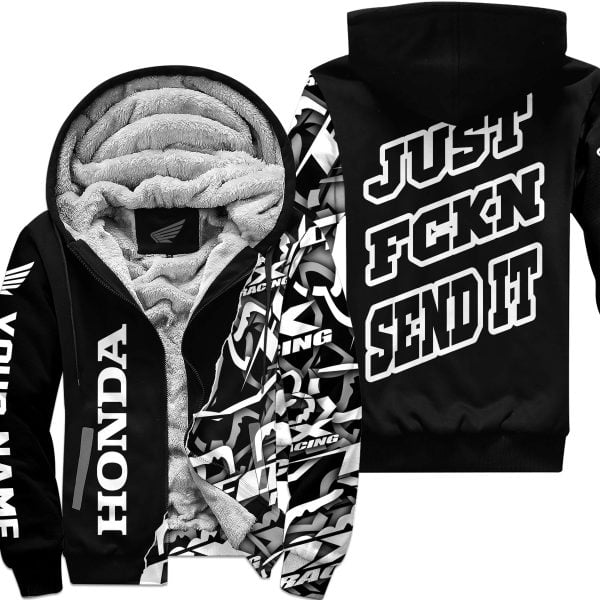 Just Fkcn Send It - Honda - Custom name - Fleece Zip Hoodie