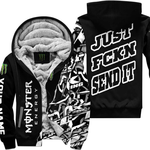 Just Fkcn Send It - Monster - Custom name - Fleece Zip Hoodie