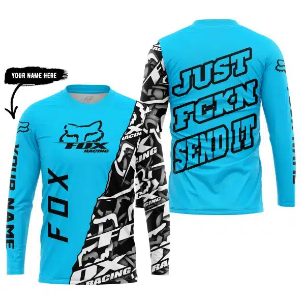 Just Fkcn Send It - Fox Racing - Custom name - Sky blue - Image 3