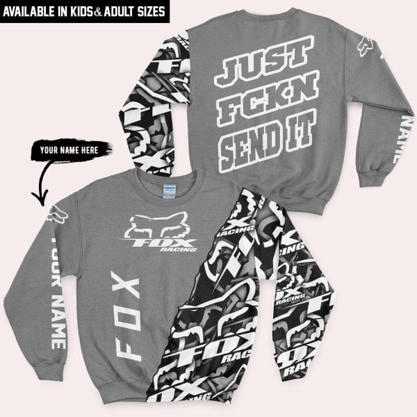 Just Fkcn Send It - Fox Racing - Custom name - Grey - Image 4