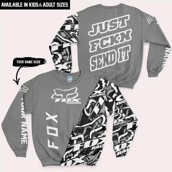 Just Fkcn Send It - Fox Racing - Custom name - Grey - Image 4