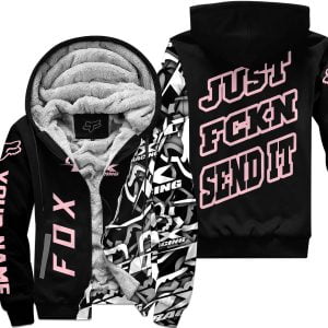 Just Fkcn Send It - Fox Racing - Custom name - Pink - Fleece Zip Hoodie
