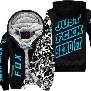 Just Fkcn Send It - Fox Racing - Custom name - Vivid green - Fleece Zip Hoodie