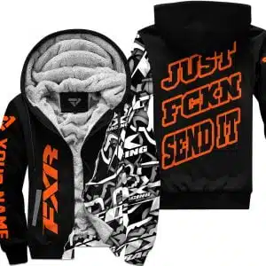 Just Fkcn Send It - FXR - Custom name - Orange - Fleece Zip Hoodie