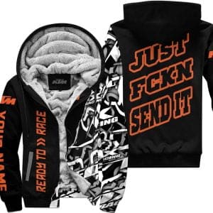 Just Fkcn Send It - Ktm - Custom name - Orange - Fleece Zip Hoodie