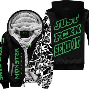 Just Fkcn Send It - Monster - Custom name - Green - Fleece Zip Hoodie