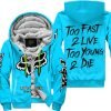 Too Fast To Live Too Young To Die - Monster Energy Fox Racing - Sky blue - Fleece Zip Hoodie