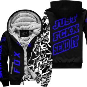Just Fkcn Send It - Fox Racing - Custom name - Blue - Fleece Zip Hoodie