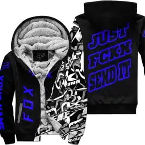 Just Fkcn Send It - Fox Racing - Custom name - Blue - Fleece Zip Hoodie