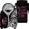 Too Fast To Live Too Young To Die - Fox Racing - Bright Pink - Fleece Zip Hoodie