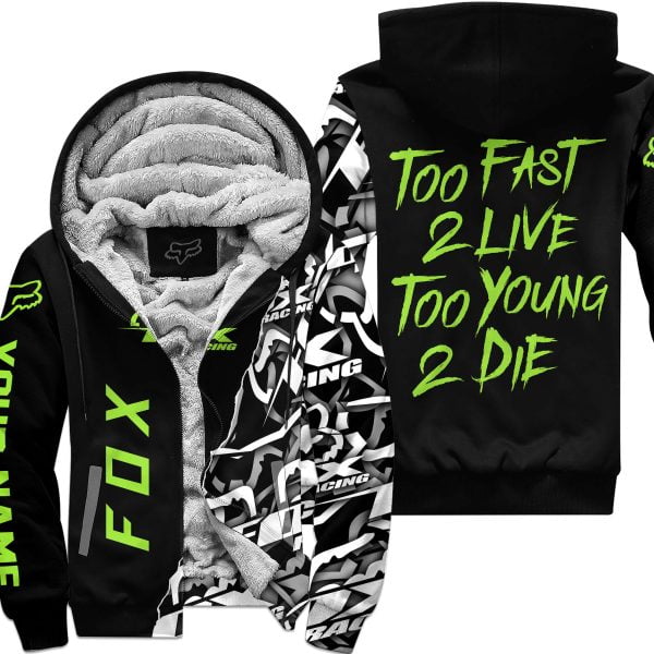 Too Fast To Live Too Young To Die - Fox Racing - Green - Fleece Zip Hoodie