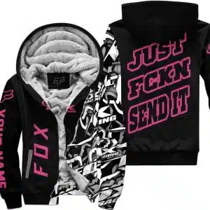 Just Fkcn Send It - Fox Racing - Custom name - Bright pink - Fleece Zip Hoodie
