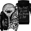 Too Fast To Live Too Young To Die - Fox Racing - Grey - Fleece Zip Hoodie