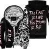 Too Fast To Live Too Young To Die - Fox Racing - Pink - Fleece Zip Hoodie