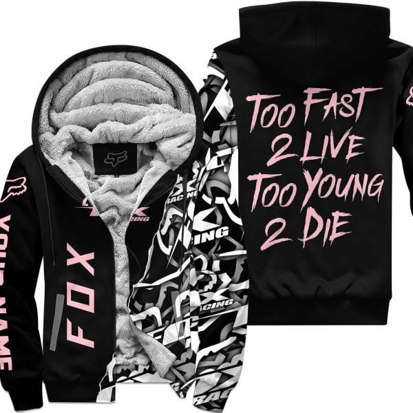 Too Fast To Live Too Young To Die - Fox Racing - Pink - Fleece Zip Hoodie