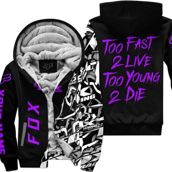 Too Fast To Live Too Young To Die - Fox Racing - Purple - Fleece Zip Hoodie