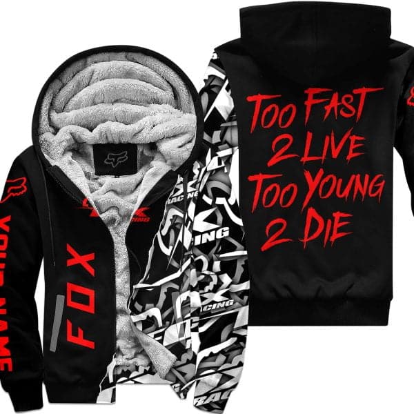 Too Fast To Live Too Young To Die - Fox Racing - Red - Fleece Zip Hoodie