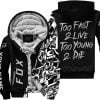 Too Fast To Live Too Young To Die - Fox Racing - Silver - Fleece Zip Hoodie
