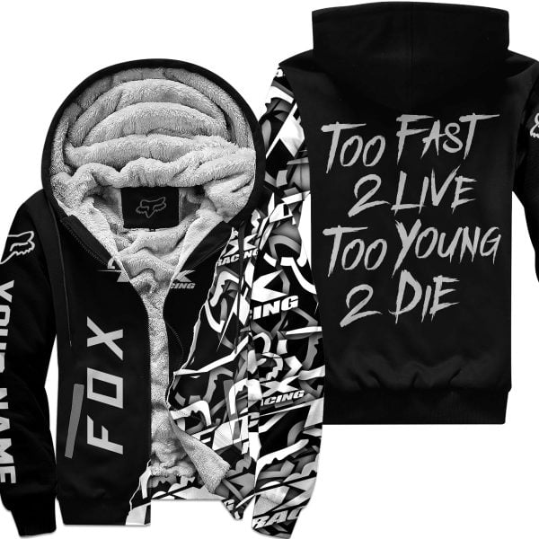 Too Fast To Live Too Young To Die - Fox Racing - Silver - Fleece Zip Hoodie
