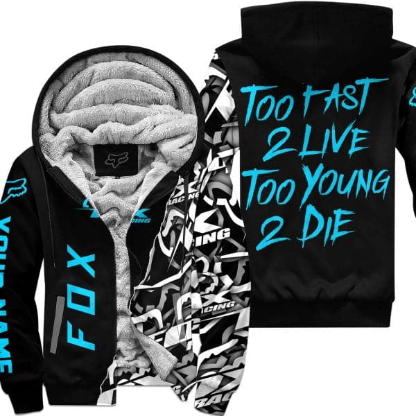 Too Fast To Live Too Young To Die - Fox Racing - Sky Blue - Fleece Zip Hoodie