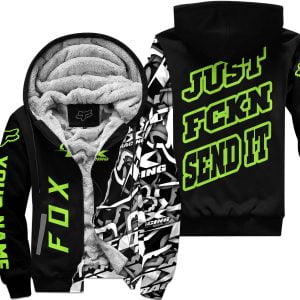 Just Fkcn Send It - Fox Racing - Custom name - Green - Fleece Zip Hoodie