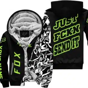 Just Fkcn Send It - Fox Racing - Custom name - Green - Fleece Zip Hoodie