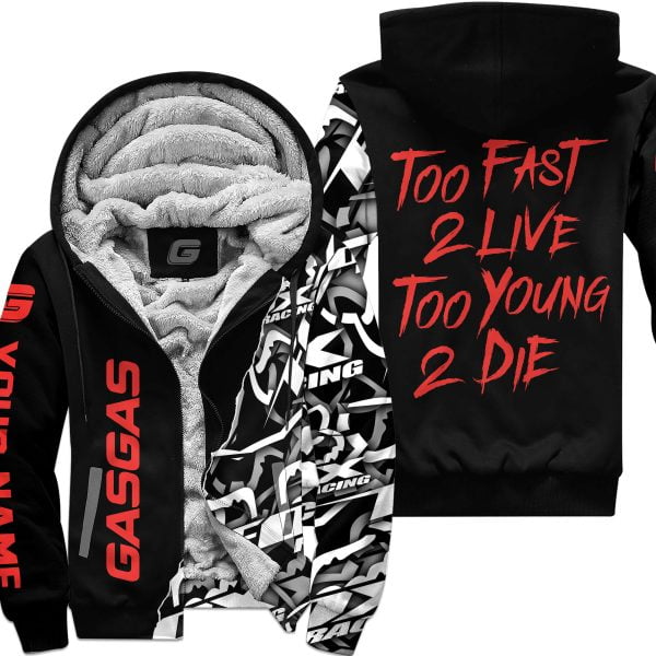 Too Fast To Live Too Young To Die - Gas Gas - Custom name - Red - Fleece Zip Hoodie