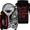 Too Fast To Live Too Young To Die - Redbull - Custom name - Red - Fleece Zip Hoodie