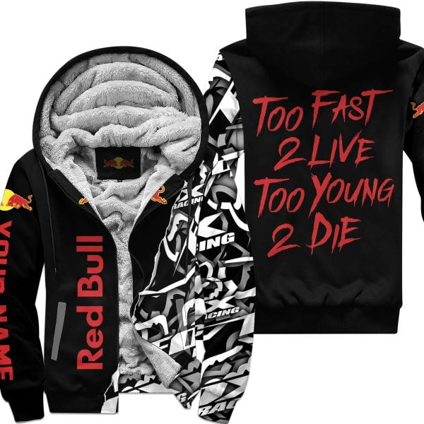 Too Fast To Live Too Young To Die - Redbull - Custom name - Red - Fleece Zip Hoodie