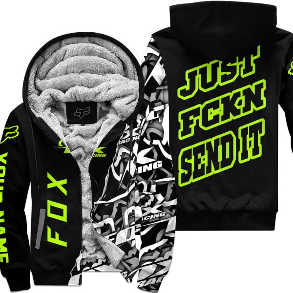 Just Fkcn Send It - Fox Racing - Custom name - Neon - Fleece Zip Hoodie