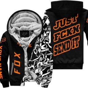 Just Fkcn Send It - Fox Racing - Custom name - Orange - Fleece Zip Hoodie