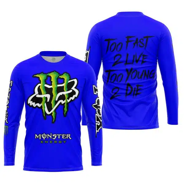 Too Fast To Live Too Young To Die - Monster Energy Fox Racing - Blue - Image 5