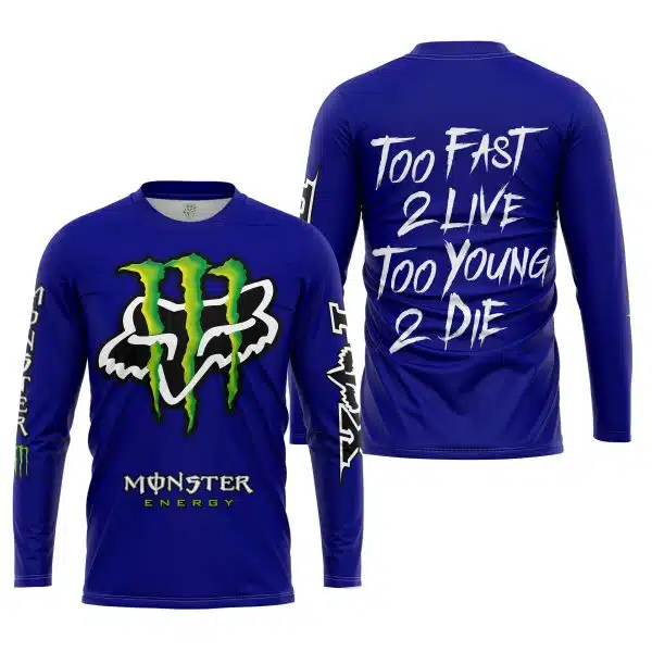 Too Fast To Live Too Young To Die - Monster Energy Fox Racing - Navy - Image 4