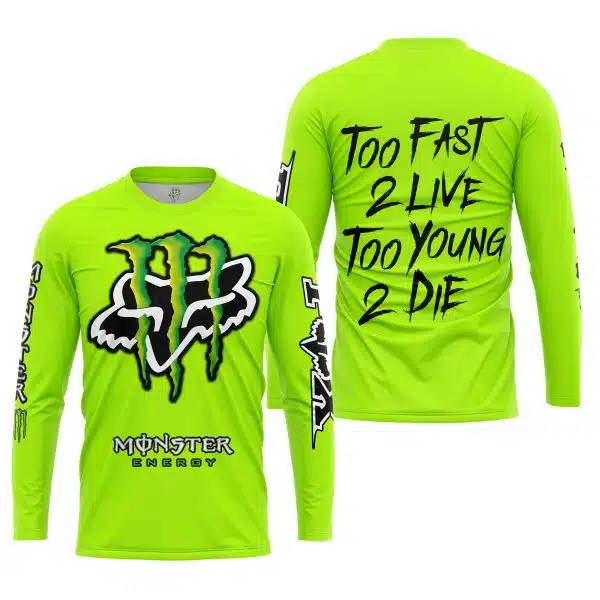 Too Fast To Live Too Young To Die - Monster Energy Fox Racing - Neon - Image 3