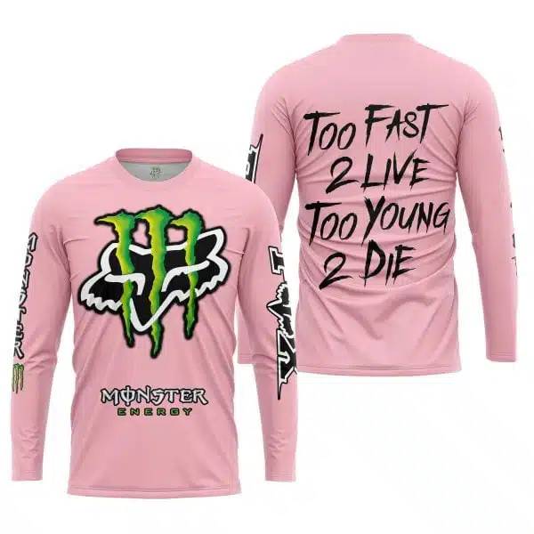 Too Fast To Live Too Young To Die - Monster Energy Fox Racing - Pink - Image 5