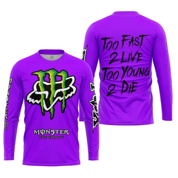 Too Fast To Live Too Young To Die - Monster Energy Fox Racing - Purple - Image 3