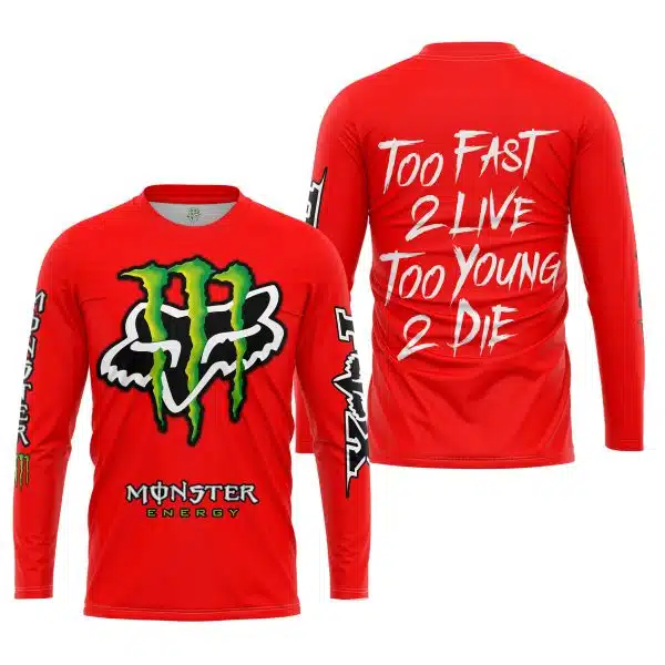 Too Fast To Live Too Young To Die - Monster Energy Fox Racing - Red - Image 3