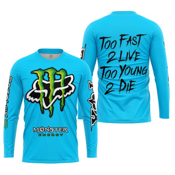 Too Fast To Live Too Young To Die - Monster Energy Fox Racing - Sky blue - Image 3