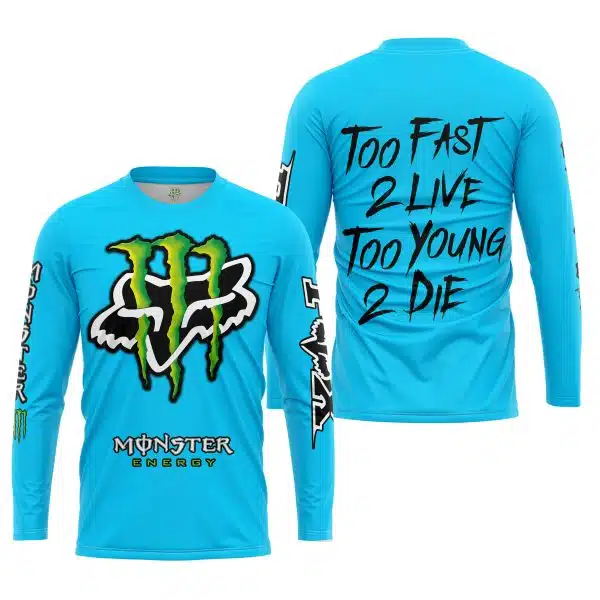 Too Fast To Live Too Young To Die - Monster Energy Fox Racing - Sky blue - Image 3