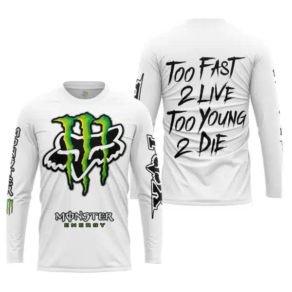 Too Fast To Live Too Young To Die - Monster Energy Fox Racing - White - Image 3