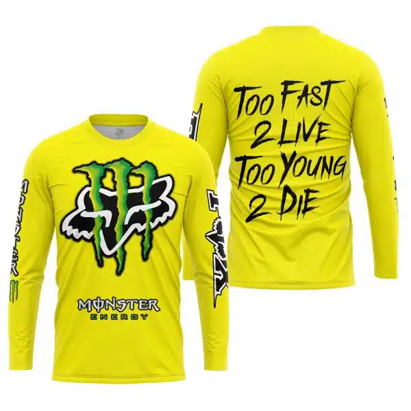 Too Fast To Live Too Young To Die - Monster Energy Fox Racing - Yellow - Image 3
