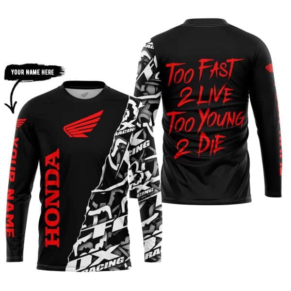 Too Fast To Live Too Young To Die - Honda - Custom name - Red - Image 4
