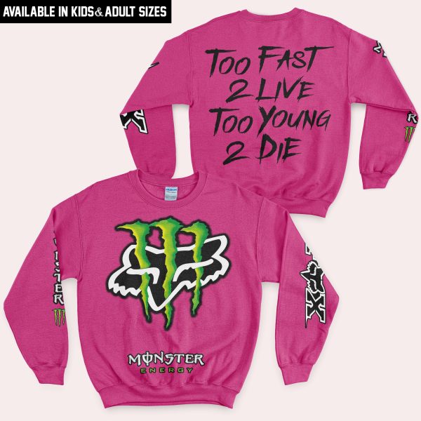 Too Fast To Live Too Young To Die - Monster Energy Fox Racing - Bright pink - Image 4