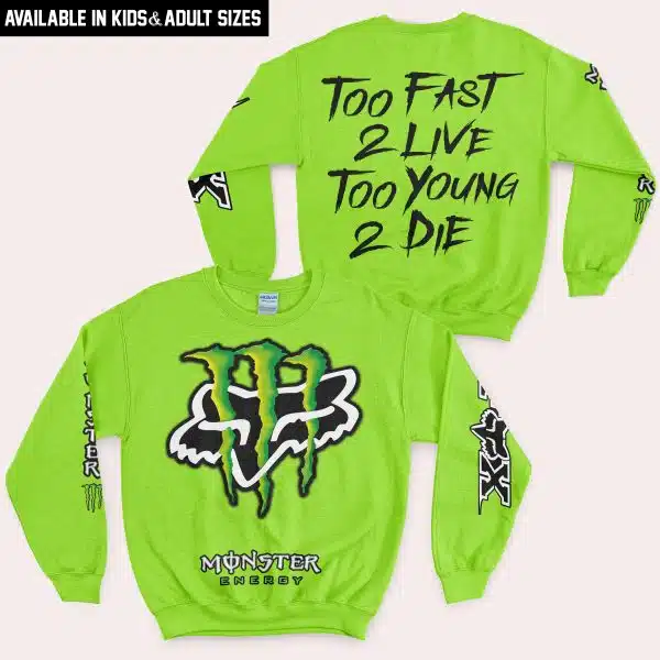 Too Fast To Live Too Young To Die - Monster Energy Fox Racing - Green - Image 4