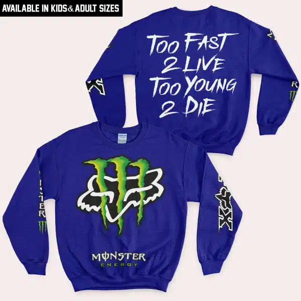 Too Fast To Live Too Young To Die - Monster Energy Fox Racing - Navy - Image 5