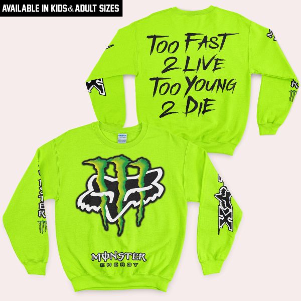 Too Fast To Live Too Young To Die - Monster Energy Fox Racing - Neon - Image 4