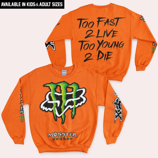 Too Fast To Live Too Young To Die - Monster Energy Fox Racing - Orange - Image 5