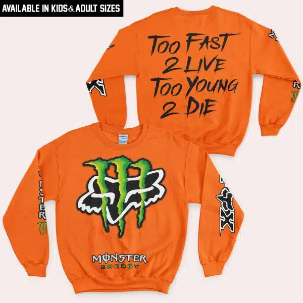 Too Fast To Live Too Young To Die - Monster Energy Fox Racing - Orange - Image 5